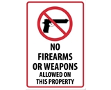 No Firearms Or Weapons Allowed On This Property, 18X12, Adhesive Vinyl